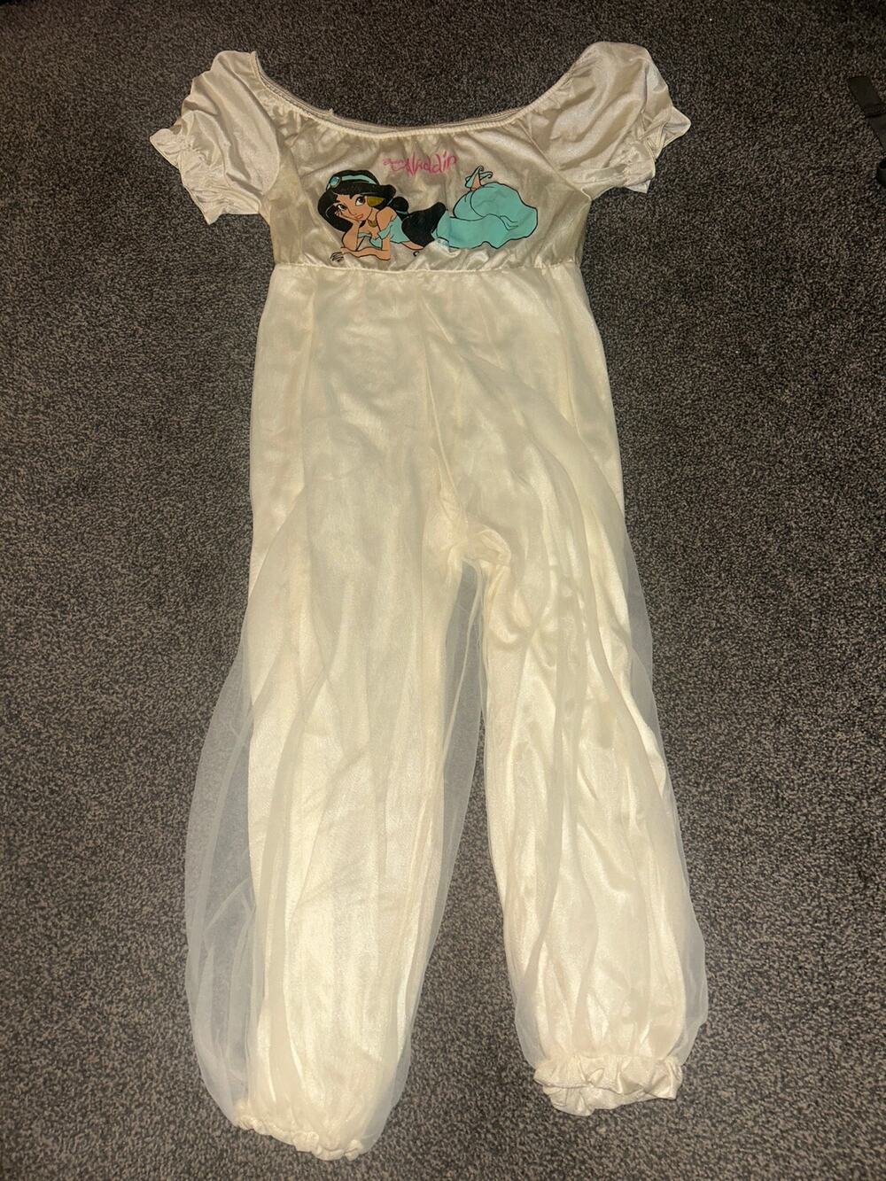 RARE Vintage 90s Disney Aladdin Princess Jasmine  Pajama Romper size 10 cream